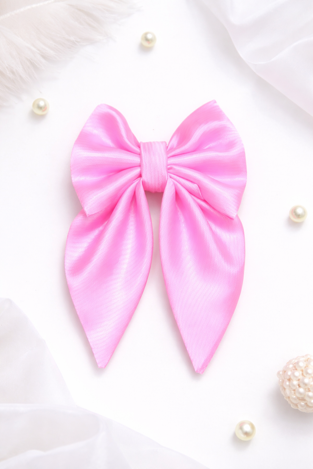 Blush Pink Satin Bow Hair Clip 🎀