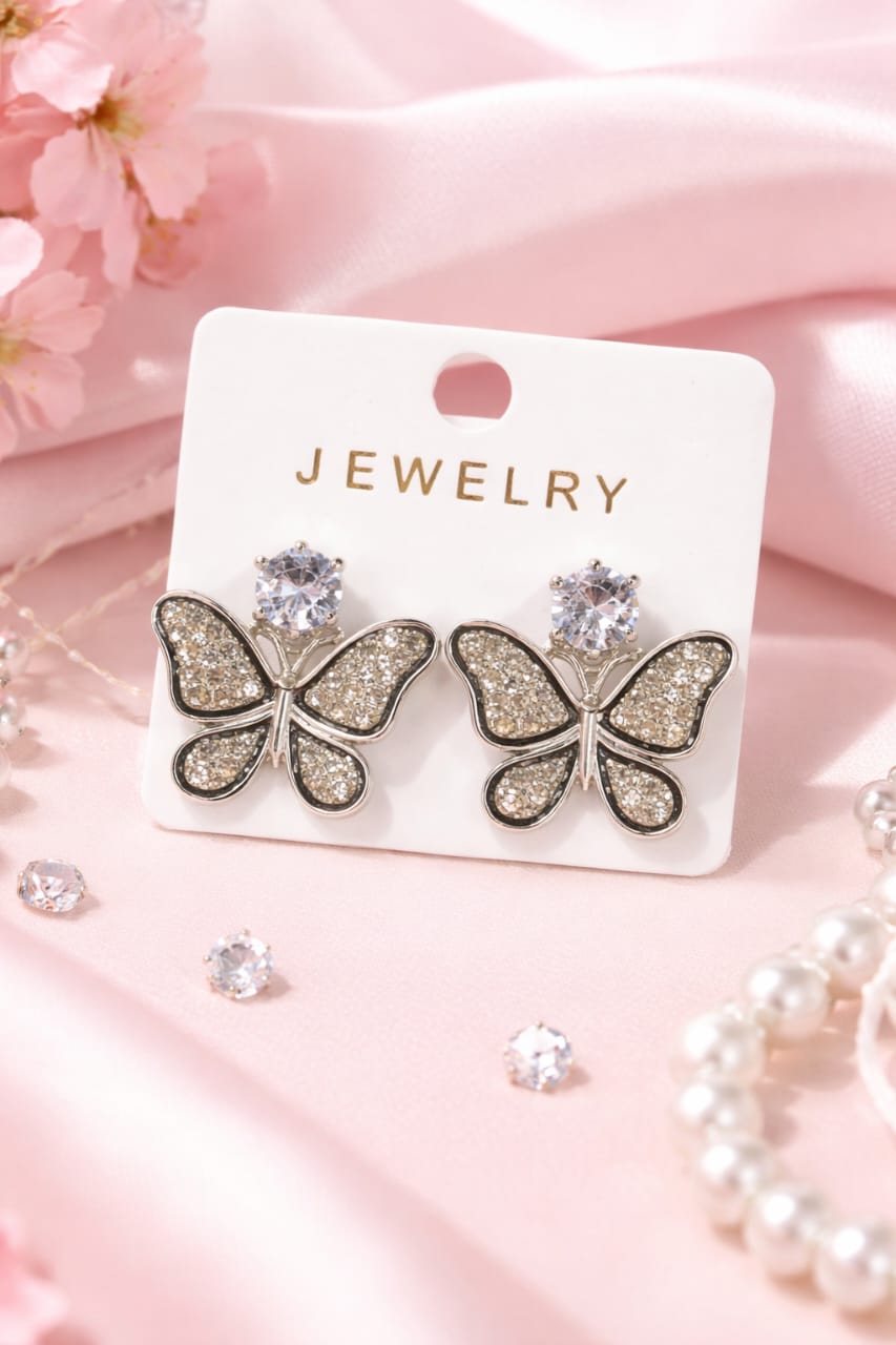 Crystal Butterfly Stud Earrings