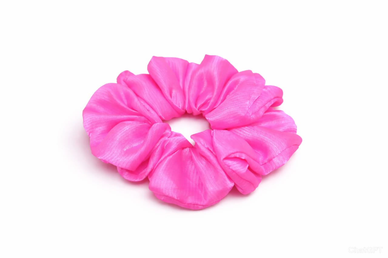 Hot Pink Satin Shimmer Scrunchie