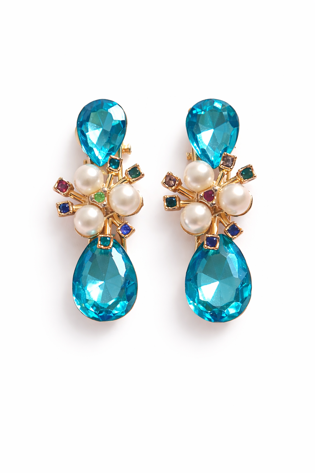 Royal Blue Crystal Pearl Hair Clip