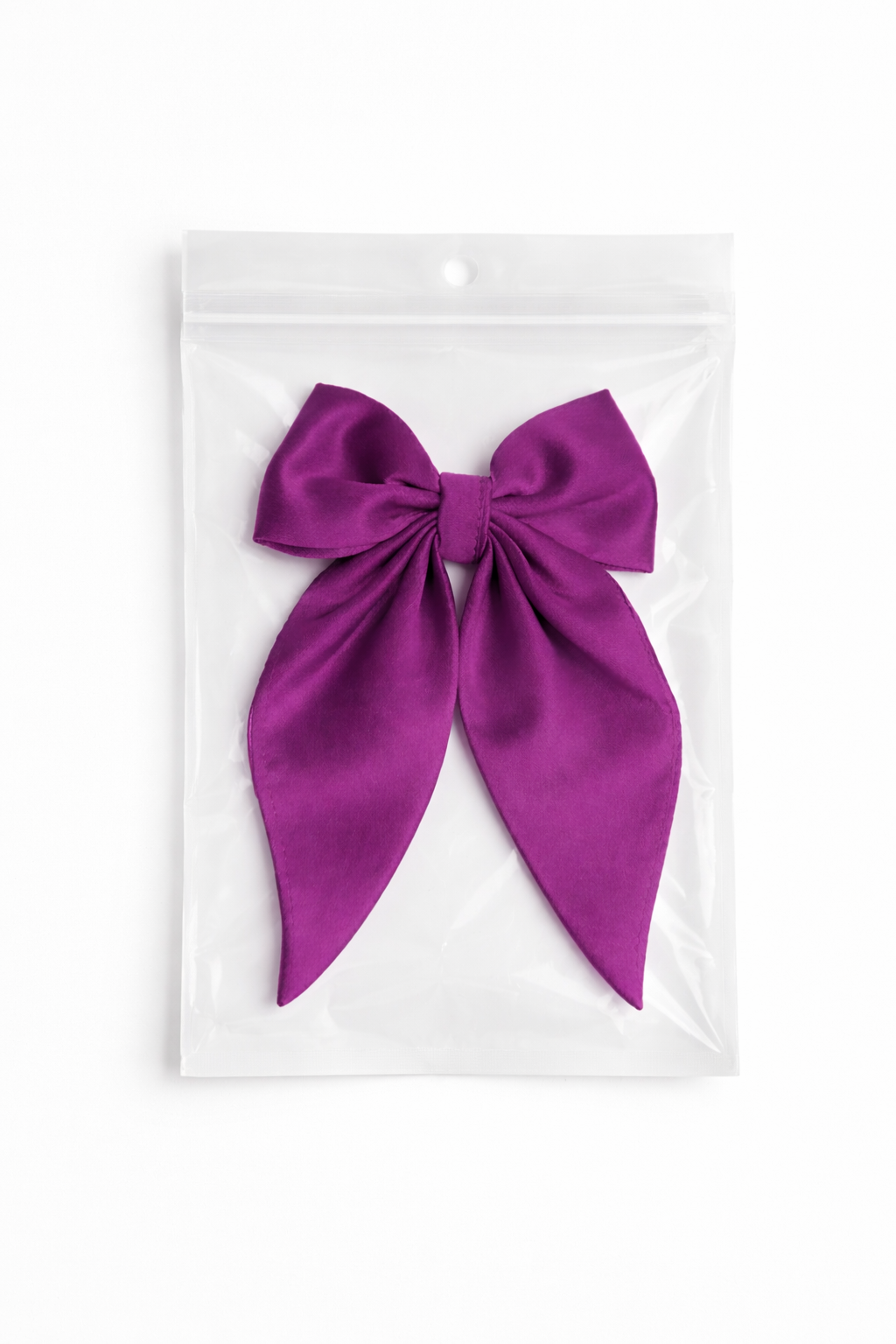Royal Plum Satin Long Tail Hair Bow