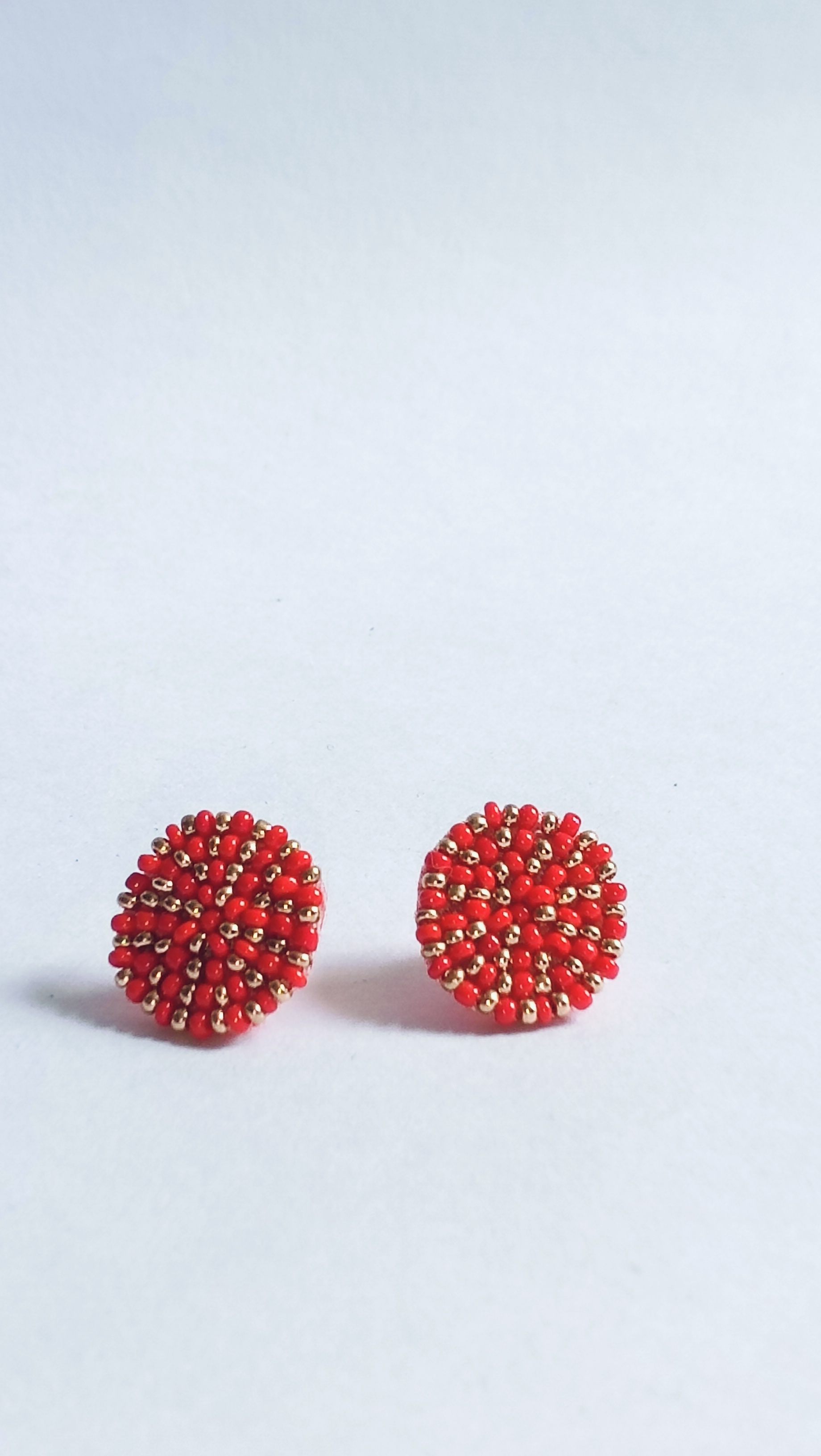Ruby Bloom Beaded Stud Earrings