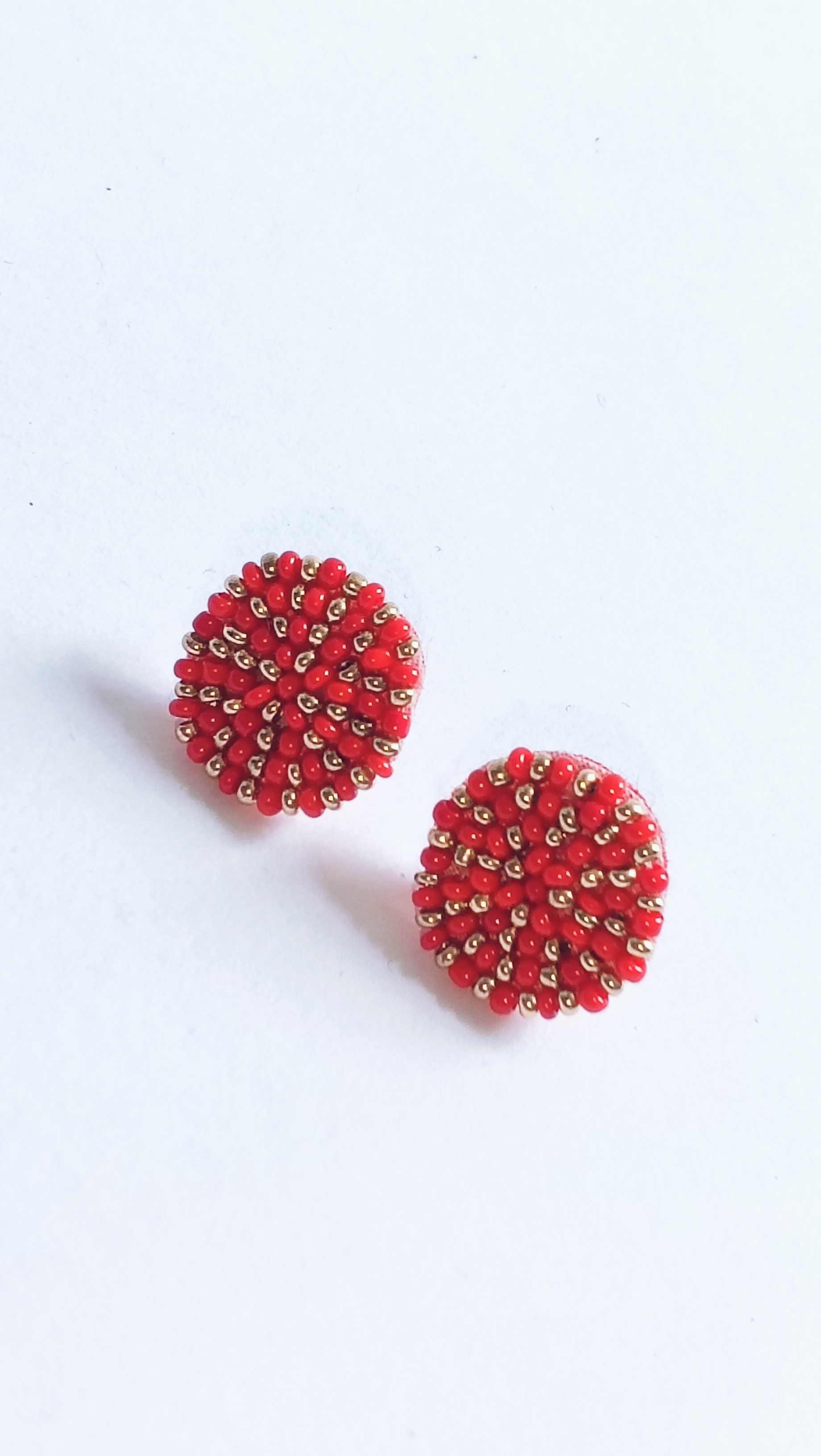 Ruby Bloom Beaded Stud Earrings
