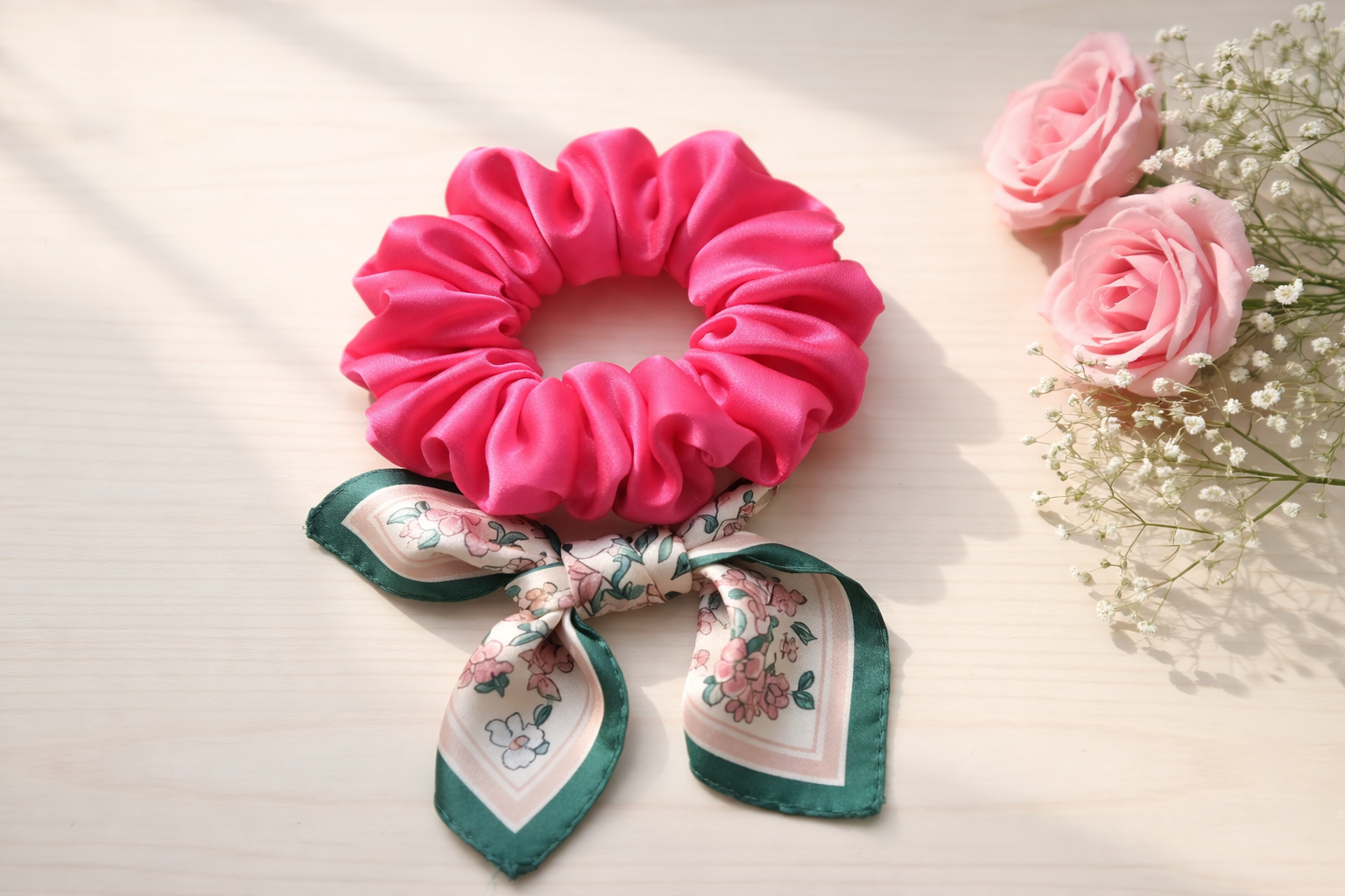 Satin Scrunchie – Soft & Stylish (Pink)