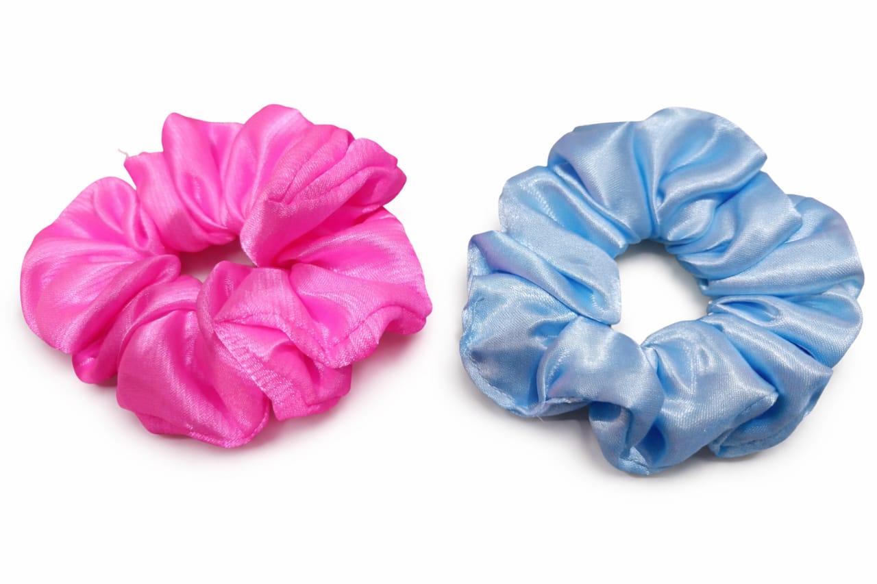 Sky Blue & Lavender Textured Scrunchie Set (Pack of 2)