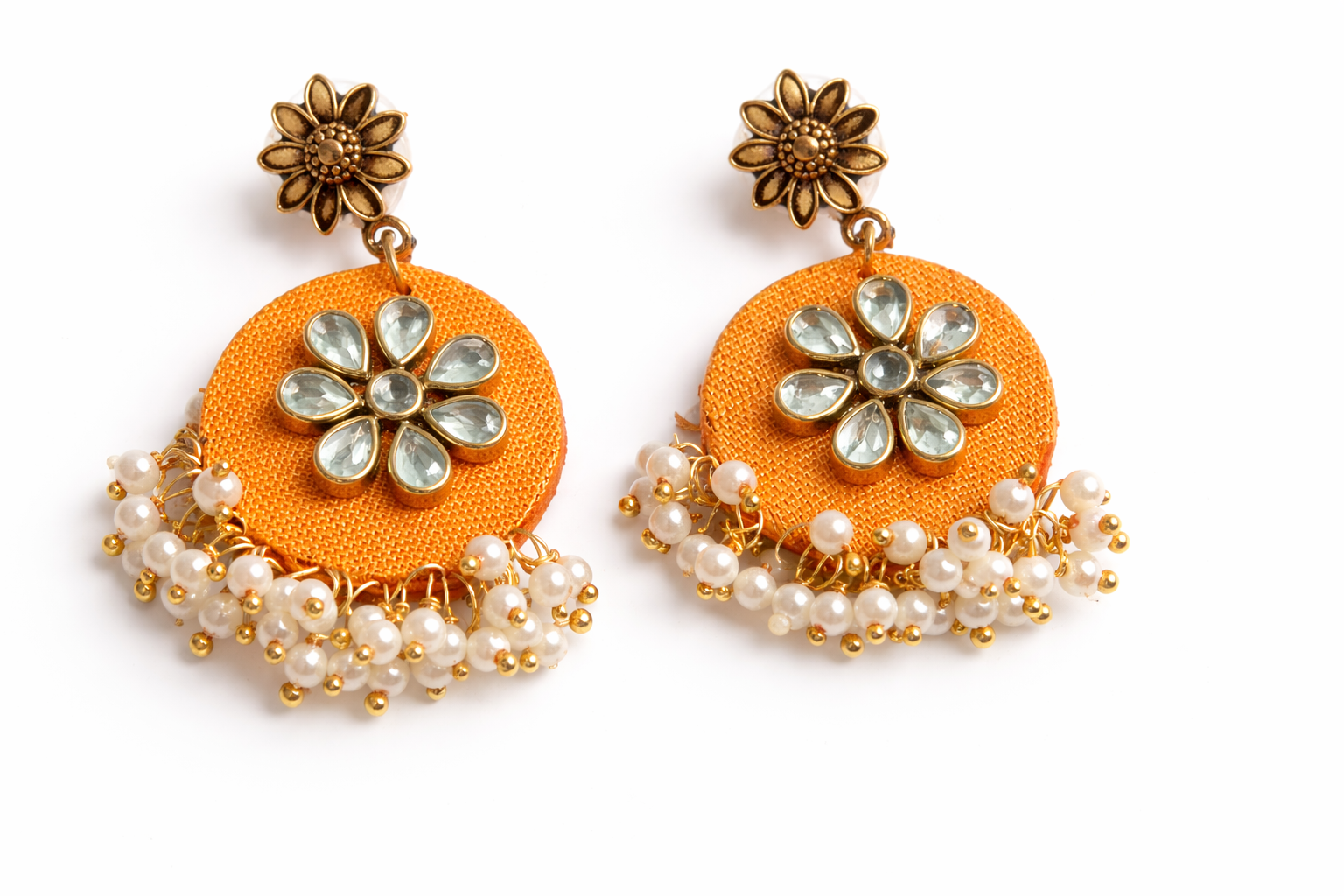 Sunshine Bloom Pearl Drop Earrings